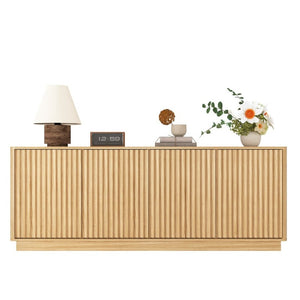 English Elm Buffet Credenza 63 Inch Engineered Wood Sideboard with Four Doors and Adjustable Shelves W409P387589
