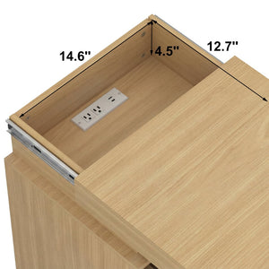 English Elm (set of 2) Fluted Wave Bedside Tables with Hidden Charging Hub and Rgb Led Lighting Natural W409P414476