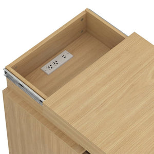 English Elm (set of 2) Fluted Wave Bedside Tables with Hidden Charging Hub and Rgb Led Lighting Natural W409P414476