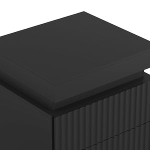 English Elm (set of 2) Fluted Wave Bedside Tables with Hidden Charging Hub and Rgb Led Lighting Black W409P414478
