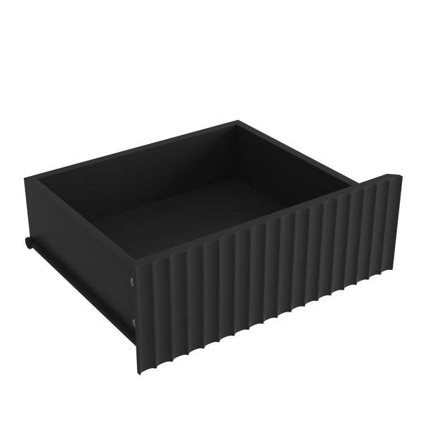 English Elm (set of 2) Fluted Wave Bedside Tables with Hidden Charging Hub and Rgb Led Lighting Black W409P414478