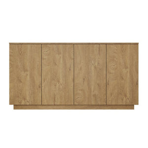 English Elm Wood Grain Sideboard Credenza with Four Doors and Adjustable Shelving for Dining Spaces W409P476209