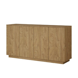English Elm Wood Grain Sideboard Credenza with Four Doors and Adjustable Shelving for Dining Spaces W409P476209