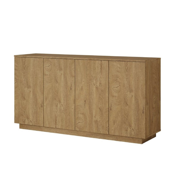 English Elm Wood Grain Sideboard Credenza with Four Doors and Adjustable Shelving for Dining Spaces W409P476209