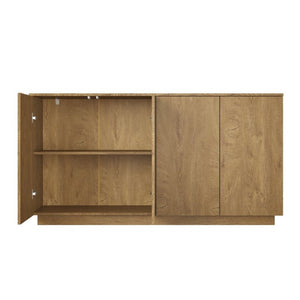 English Elm Wood Grain Sideboard Credenza with Four Doors and Adjustable Shelving for Dining Spaces W409P476209