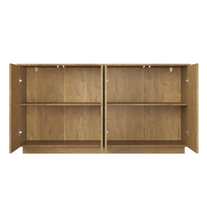 English Elm Wood Grain Sideboard Credenza with Four Doors and Adjustable Shelving for Dining Spaces W409P476209