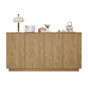 English Elm Wood Grain Sideboard Credenza with Four Doors and Adjustable Shelving for Dining Spaces W409P476209