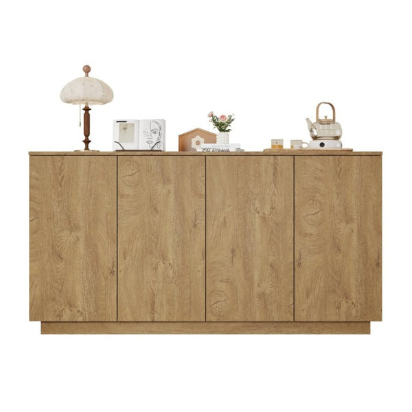 English Elm Wood Grain Sideboard Credenza with Four Doors and Adjustable Shelving for Dining Spaces W409P476209