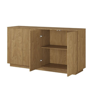 English Elm Wood Grain Sideboard Credenza with Four Doors and Adjustable Shelving for Dining Spaces W409P476209