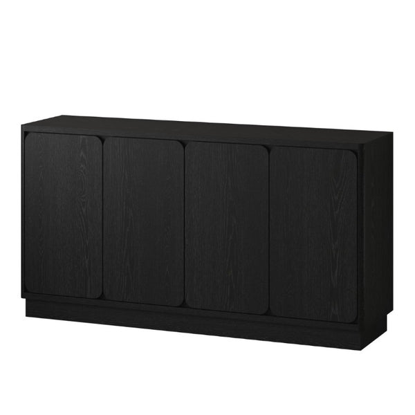 English Elm 59.1 Inch Four Door Matte Sideboard Credenza with Adjustable Shelves for Dining Room Black W409P476212