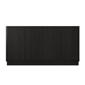 English Elm 59.1 Inch Four Door Matte Sideboard Credenza with Adjustable Shelves for Dining Room Black W409P476212
