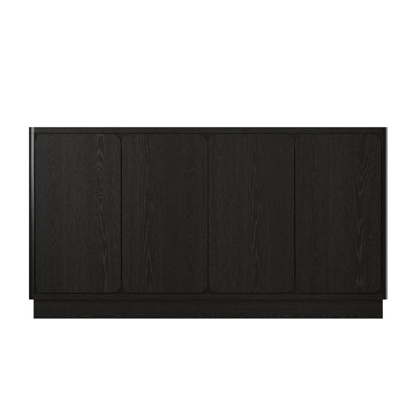 English Elm 59.1 Inch Four Door Matte Sideboard Credenza with Adjustable Shelves for Dining Room Black W409P476212