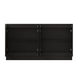 English Elm 59.1 Inch Four Door Matte Sideboard Credenza with Adjustable Shelves for Dining Room Black W409P476212