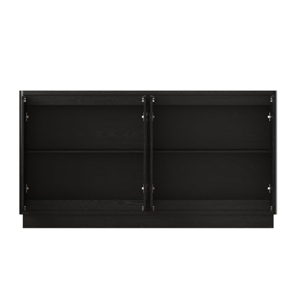 English Elm 59.1 Inch Four Door Matte Sideboard Credenza with Adjustable Shelves for Dining Room Black W409P476212