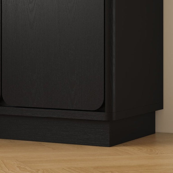 English Elm 59.1 Inch Four Door Matte Sideboard Credenza with Adjustable Shelves for Dining Room Black W409P476212
