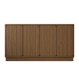 English Elm 59.1 Inch Four Door Matte Sideboard Credenza with Adjustable Shelves for Dining Room Walnut W409P476213