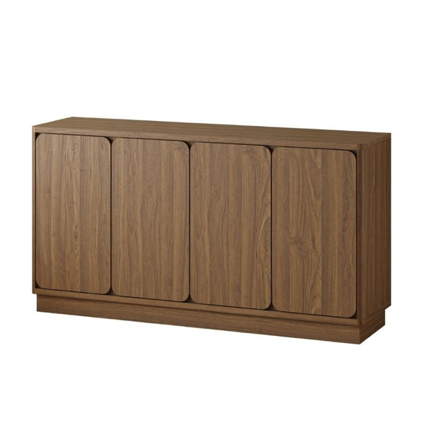 English Elm 59.1 Inch Four Door Matte Sideboard Credenza with Adjustable Shelves for Dining Room Walnut W409P476213