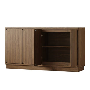 English Elm 59.1 Inch Four Door Matte Sideboard Credenza with Adjustable Shelves for Dining Room Walnut W409P476213