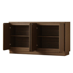 English Elm 59.1 Inch Four Door Matte Sideboard Credenza with Adjustable Shelves for Dining Room Walnut W409P476213