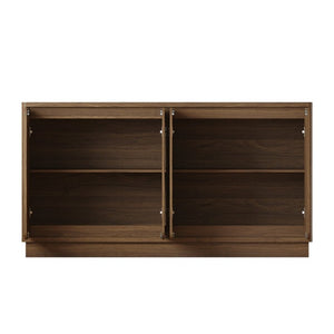 English Elm 59.1 Inch Four Door Matte Sideboard Credenza with Adjustable Shelves for Dining Room Walnut W409P476213
