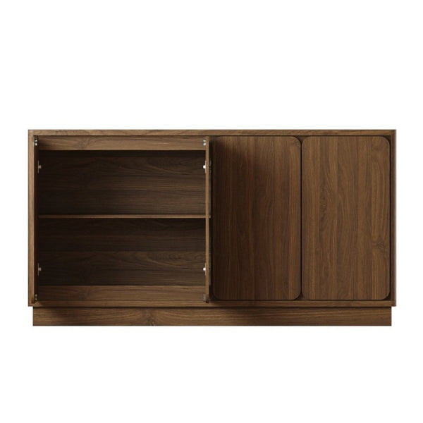 English Elm 59.1 Inch Four Door Matte Sideboard Credenza with Adjustable Shelves for Dining Room Walnut W409P476213