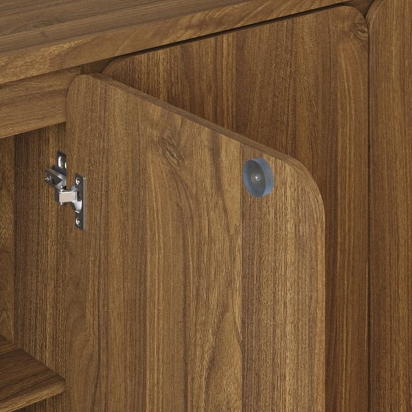 English Elm 59.1 Inch Four Door Matte Sideboard Credenza with Adjustable Shelves for Dining Room Walnut W409P476213