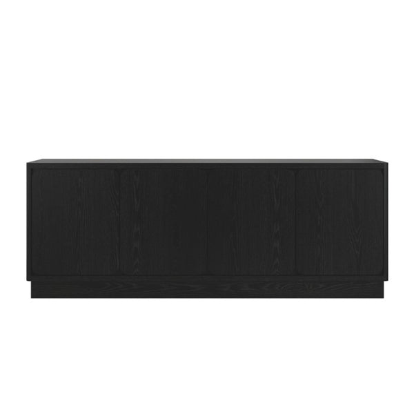 English Elm Black Matte Wood Grain Media Console with Four Door Storage and Built in Cable Management Black W409P476215