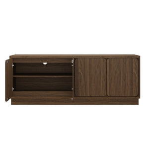 English Elm Black Matte Wood Grain Media Console with Four Door Storage and Built in Cable Management Walnut W409P476216