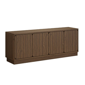 English Elm Black Matte Wood Grain Media Console with Four Door Storage and Built in Cable Management Walnut W409P476216