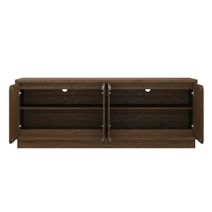 English Elm Black Matte Wood Grain Media Console with Four Door Storage and Built in Cable Management Walnut W409P476216