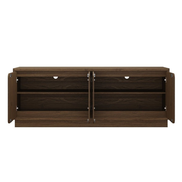 English Elm Black Matte Wood Grain Media Console with Four Door Storage and Built in Cable Management Walnut W409P476216