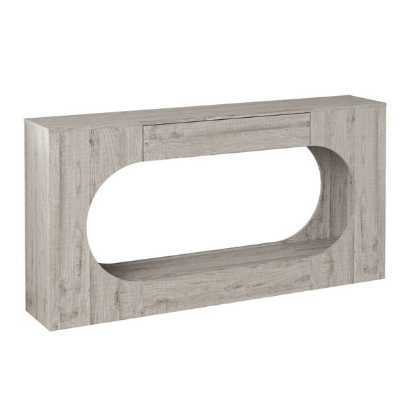 English Elm Modern Grey Wood Grain Console Table Slim Entryway Foyer Sofa Accent with Drawer W409P476243