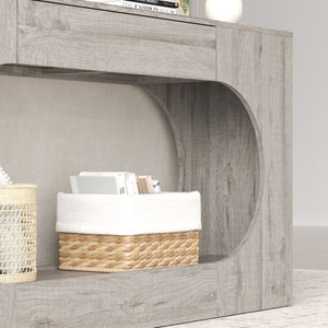 English Elm Modern Grey Wood Grain Console Table Slim Entryway Foyer Sofa Accent with Drawer W409P476243