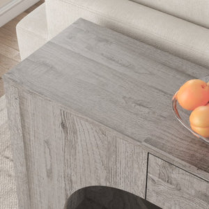 English Elm Modern Grey Wood Grain Console Table Slim Entryway Foyer Sofa Accent with Drawer W409P476243
