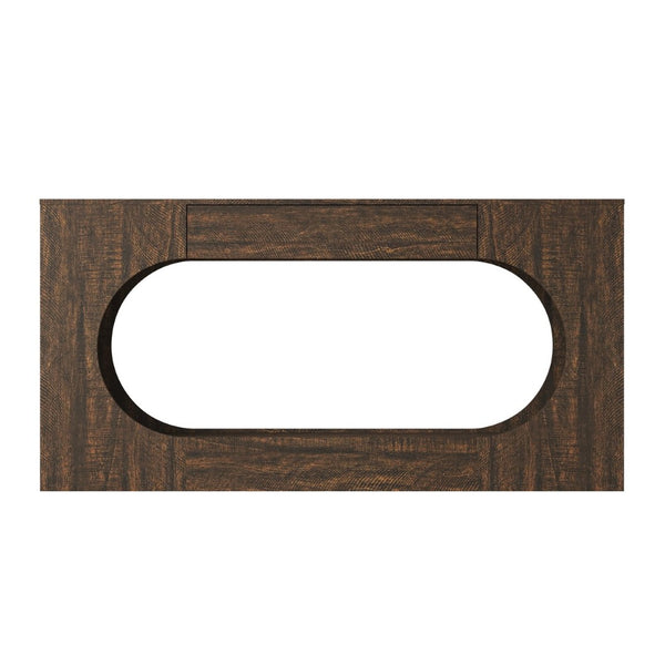 English Elm Walnut Grain Engineered Wood Entryway Console with Drawer and Oval Open Frame W409P476244