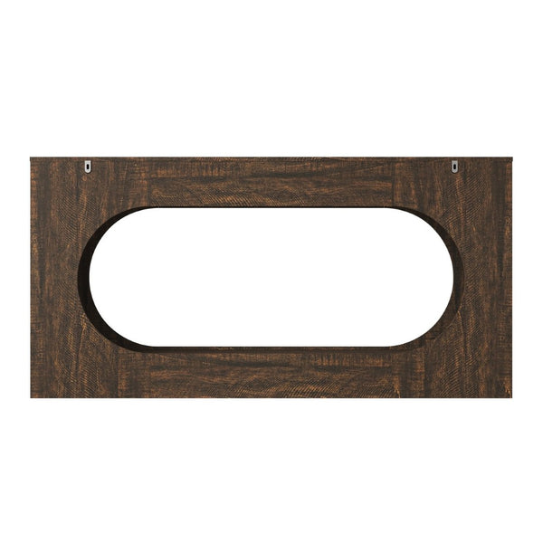 English Elm Walnut Grain Engineered Wood Entryway Console with Drawer and Oval Open Frame W409P476244