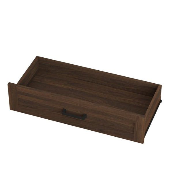 English Elm 63 Inch Farmhouse Media Console with Walnut Finish Glass Cabinet Doors and Open Shelving W409P536032