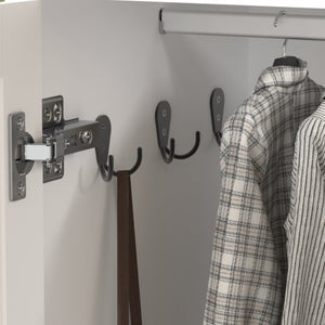 English Elm 4 Door White Wardrobe Cabinet with LED Sensor Lights Mirrors Drawers and Adjustable Shelves W409S00004