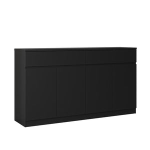 English Elm Sideboard Buffet with 2 Drawers 4 Doors White Wood Finish for Dining Room Storage Black W409S00021