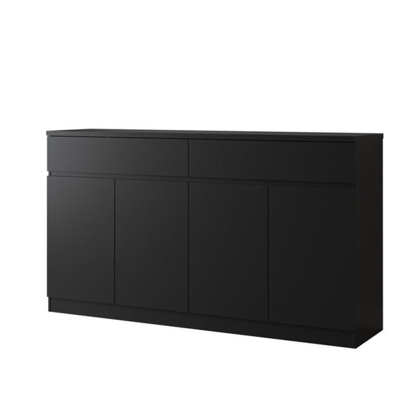 English Elm Sideboard Buffet with 2 Drawers 4 Doors White Wood Finish for Dining Room Storage Black W409S00021