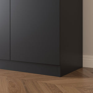 English Elm Sideboard Buffet with 2 Drawers 4 Doors White Wood Finish for Dining Room Storage Black W409S00021