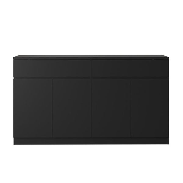 English Elm Sideboard Buffet with 2 Drawers 4 Doors White Wood Finish for Dining Room Storage Black W409S00021