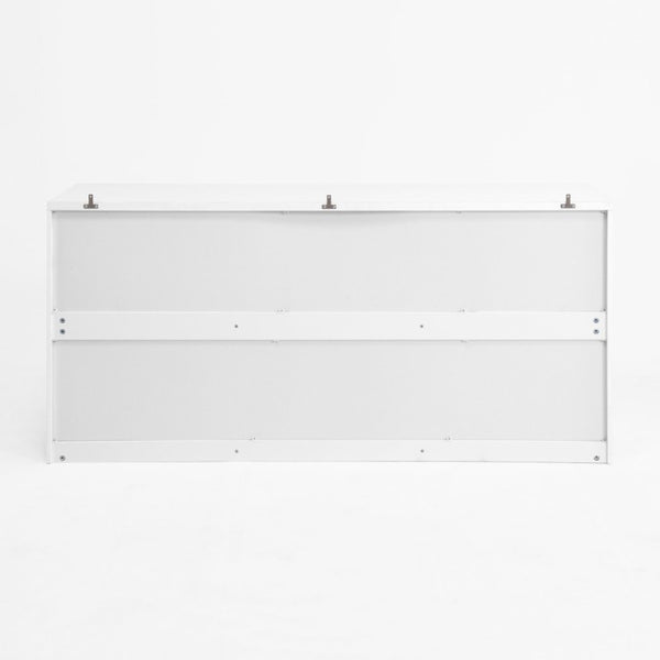 English Elm White Nine Drawer Wide Dresser Handleless Veneer Finish for Minimalist Bedroom Entryway W409S00024