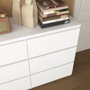 English Elm White Nine Drawer Wide Dresser Handleless Veneer Finish for Minimalist Bedroom Entryway W409S00024