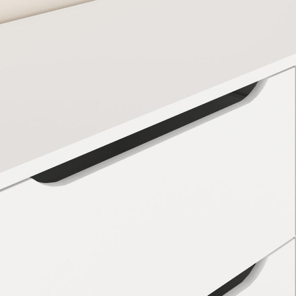English Elm White Eight Drawer Wide Dresser Engineered Wood Storage Chest for Bedroom or Entryway W409S00026