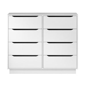 English Elm White Eight Drawer Wide Dresser Engineered Wood Storage Chest for Bedroom or Entryway W409S00026