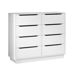 English Elm White Eight Drawer Wide Dresser Engineered Wood Storage Chest for Bedroom or Entryway W409S00026