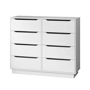 English Elm White Eight Drawer Wide Dresser Engineered Wood Storage Chest for Bedroom or Entryway W409S00026