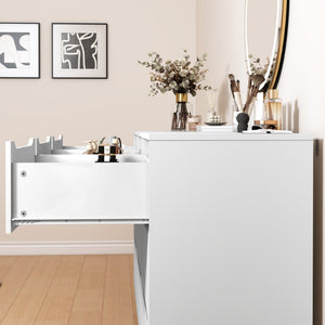 English Elm 9 Drawer Wide Low Profile White Wood Dresser for Modern Bedroom or Closet Storage W409S00035