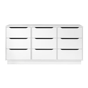 English Elm 9 Drawer Wide Low Profile White Wood Dresser for Modern Bedroom or Closet Storage W409S00035